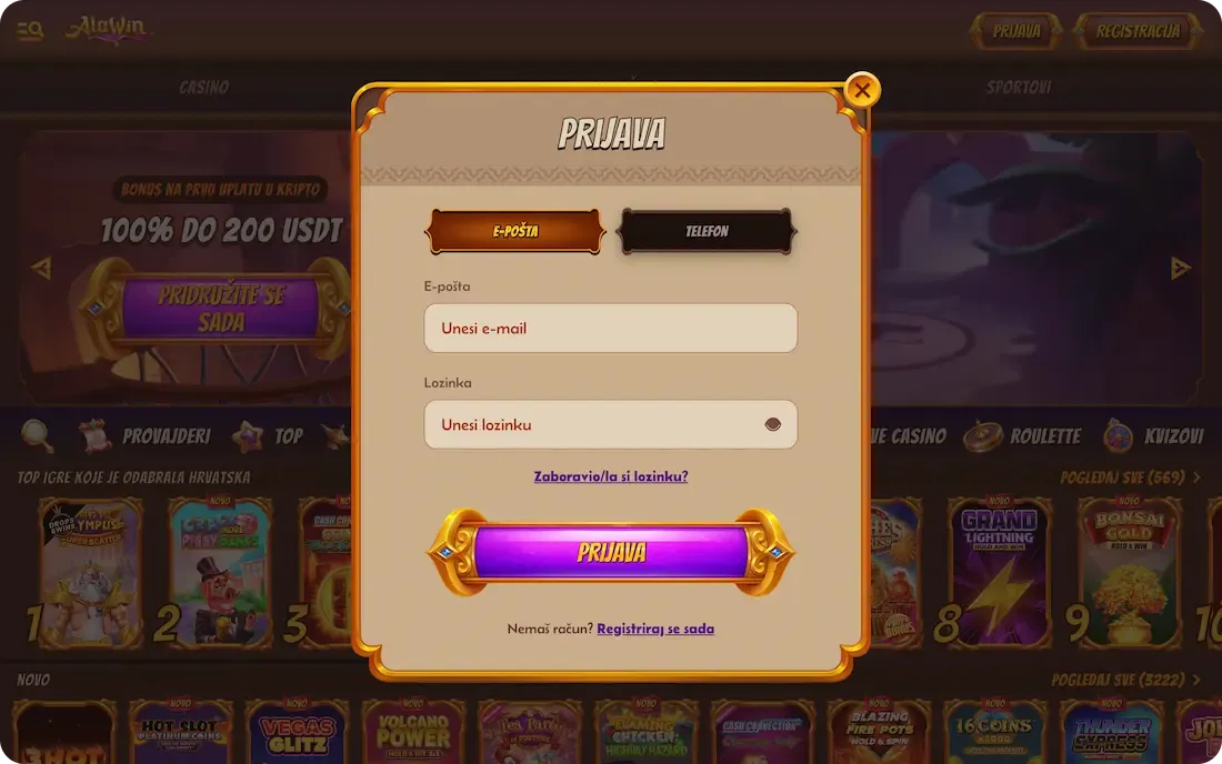 alawin casino prijava telefon
