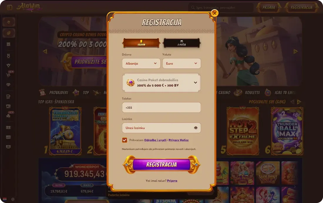 alawin casino registracija